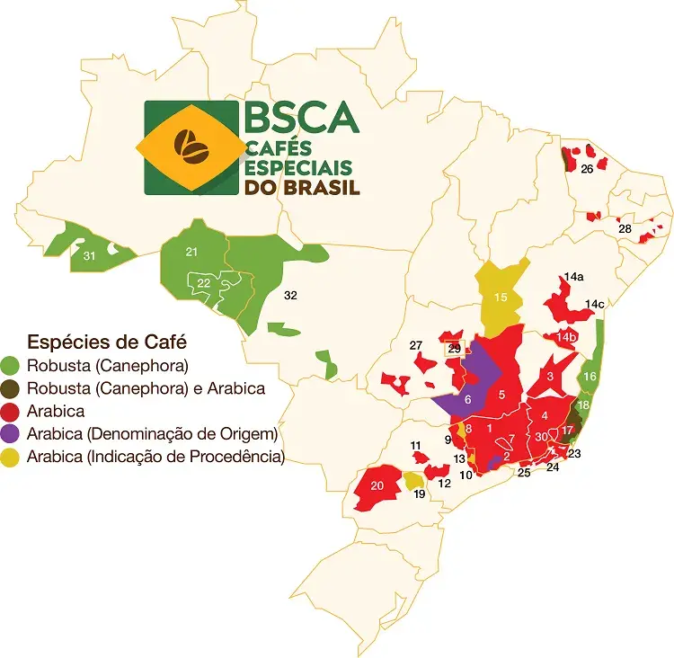 Certificação do café: conheça as regiões cafeeiras no Brasil (Fonte: BSCA)