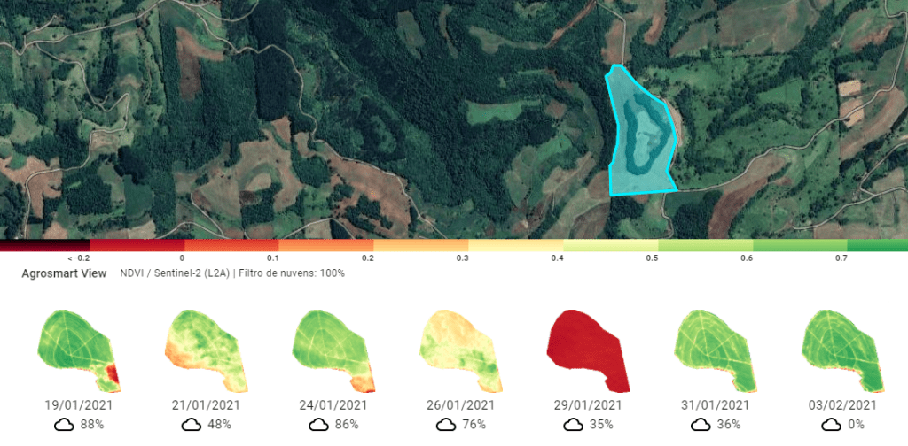Imagens de satélite da plataforma BoosterPRO (Agrosmart)
