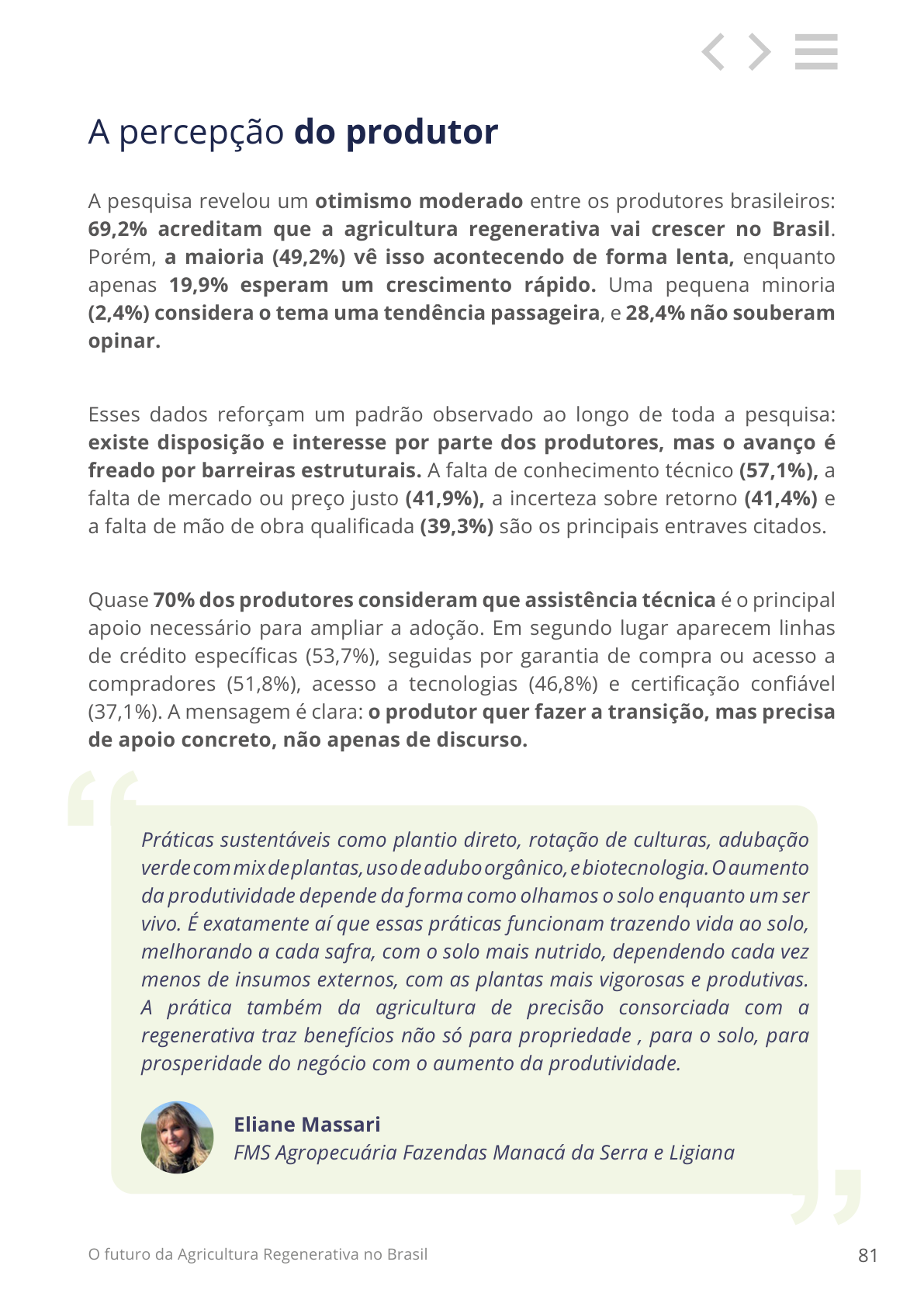 Percepção do produtor sobre agricultura regenerativa: barreiras de conhecimento e otimismo com o futuro
