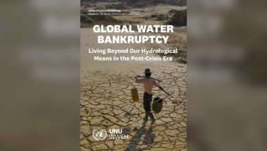 Capa do relatório Global Water Bankruptcy, da Universidade das Nações Unidas (UNU-INWEH), 2026
