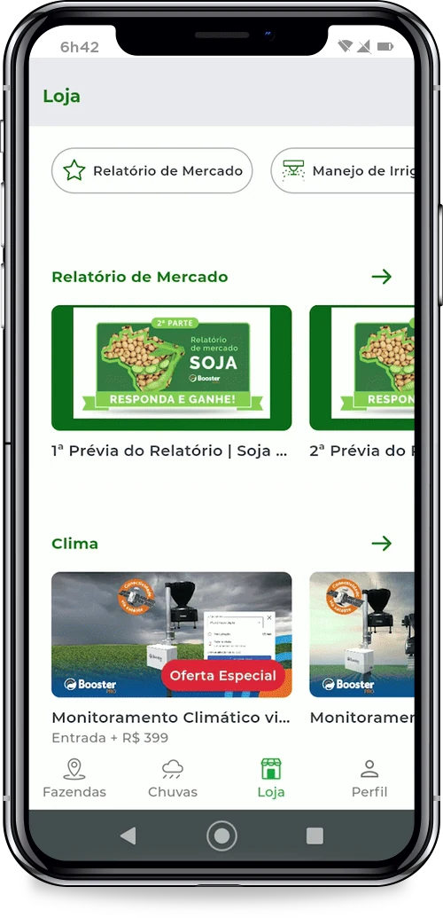 Celular com a Loja BoosterAgro aberta no app